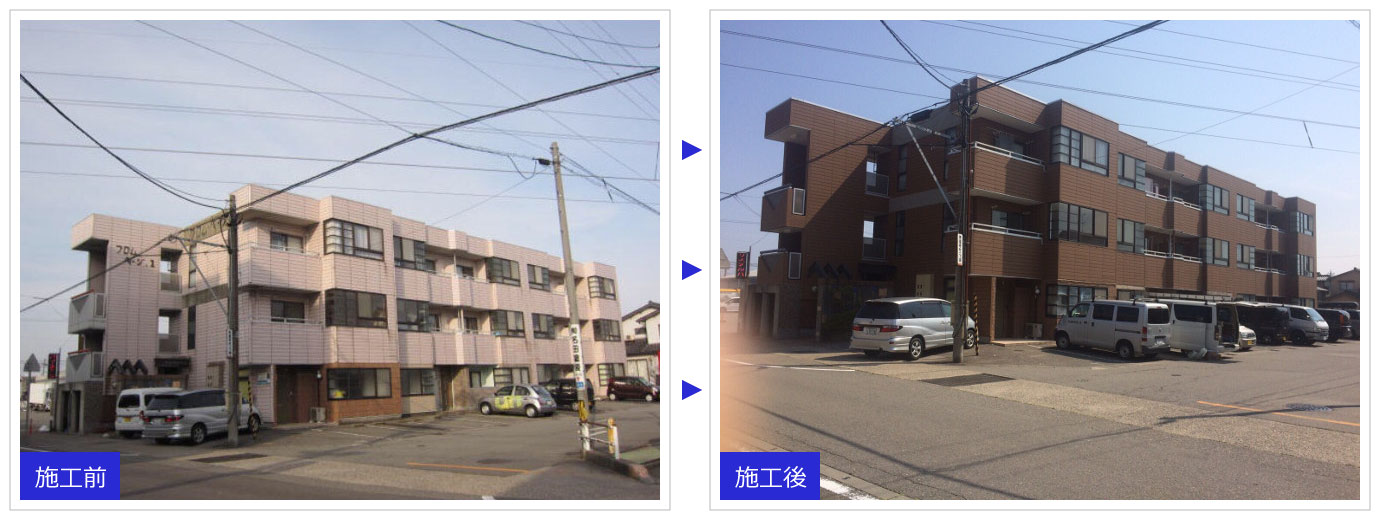 石川県金沢市マンションの外壁塗装 ビフォーアフター1